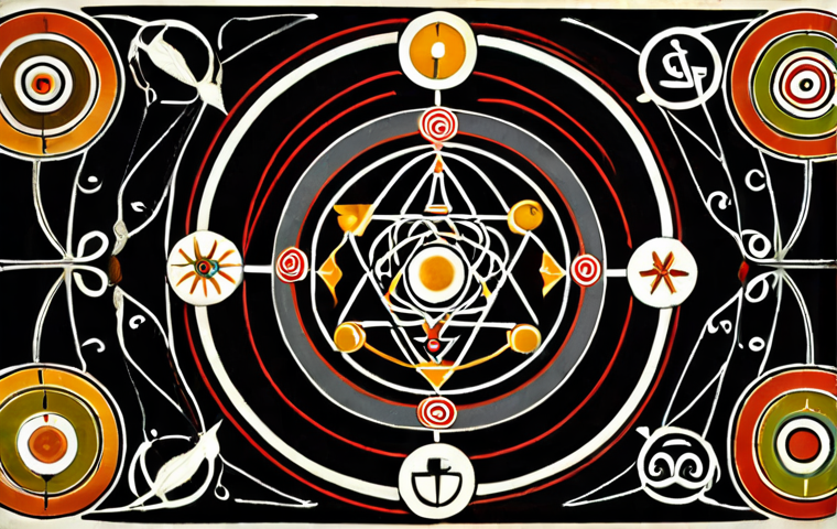 **Image Prompt:** Symbolic cultural art featuring interconnected symbols representing myths, rituals, and social structures, reflecting Claude Levi-Strauss's structuralist theory.
