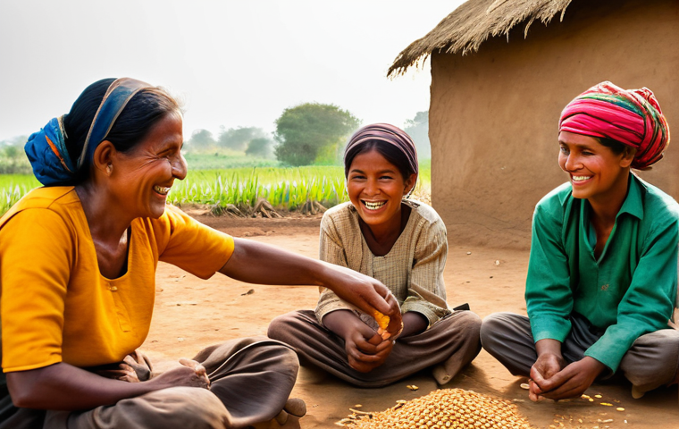 문화인류학 연구 방법 - Prompt: Vibrant Village Life: Immersive Participant Observation**

A dynamic, realistic photograph c...