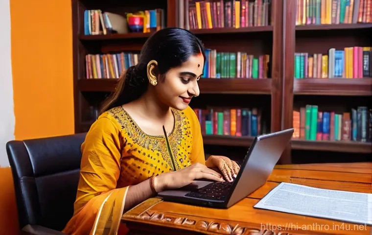 언어와 문화 - **Digital Life & AI Integration:**
    A vibrant, futuristic yet welcoming co-working space bathed i...