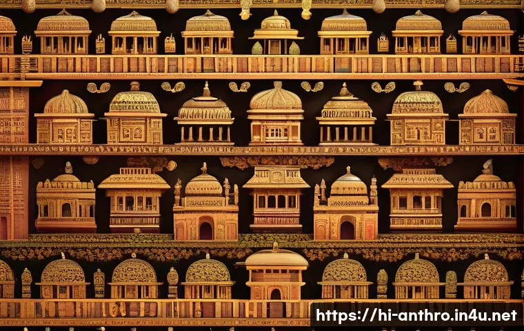 레비 스트로스의 구조주의 - A detailed digital artwork illustrating the concept of structuralism in culture, featuring an intric...