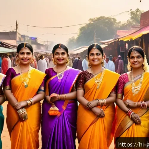 Home 33 문화와 사회 - A vibrant cultural festival scene in an Indian village showcasing diverse social classes: elegantly ...