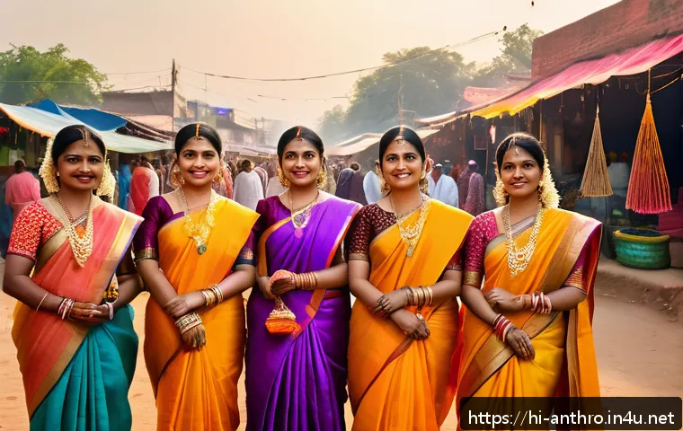 문화와 사회 - A vibrant cultural festival scene in an Indian village showcasing diverse social classes: elegantly ...